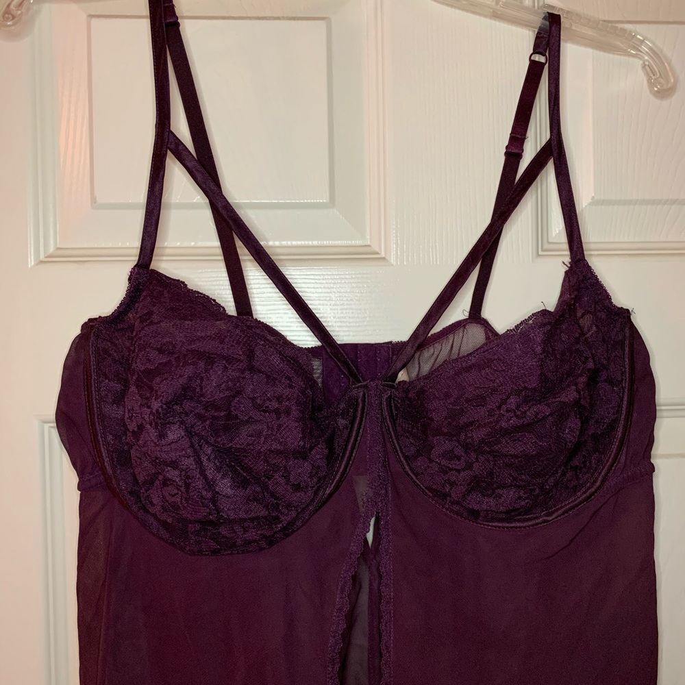 Cacique Purple Underwire with Lace Nightie